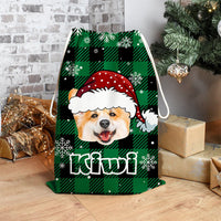 Thumbnail for Personalized Santa Sack - Christmas Gift For Pet Lovers - Plaid Pattern Face Photo AB