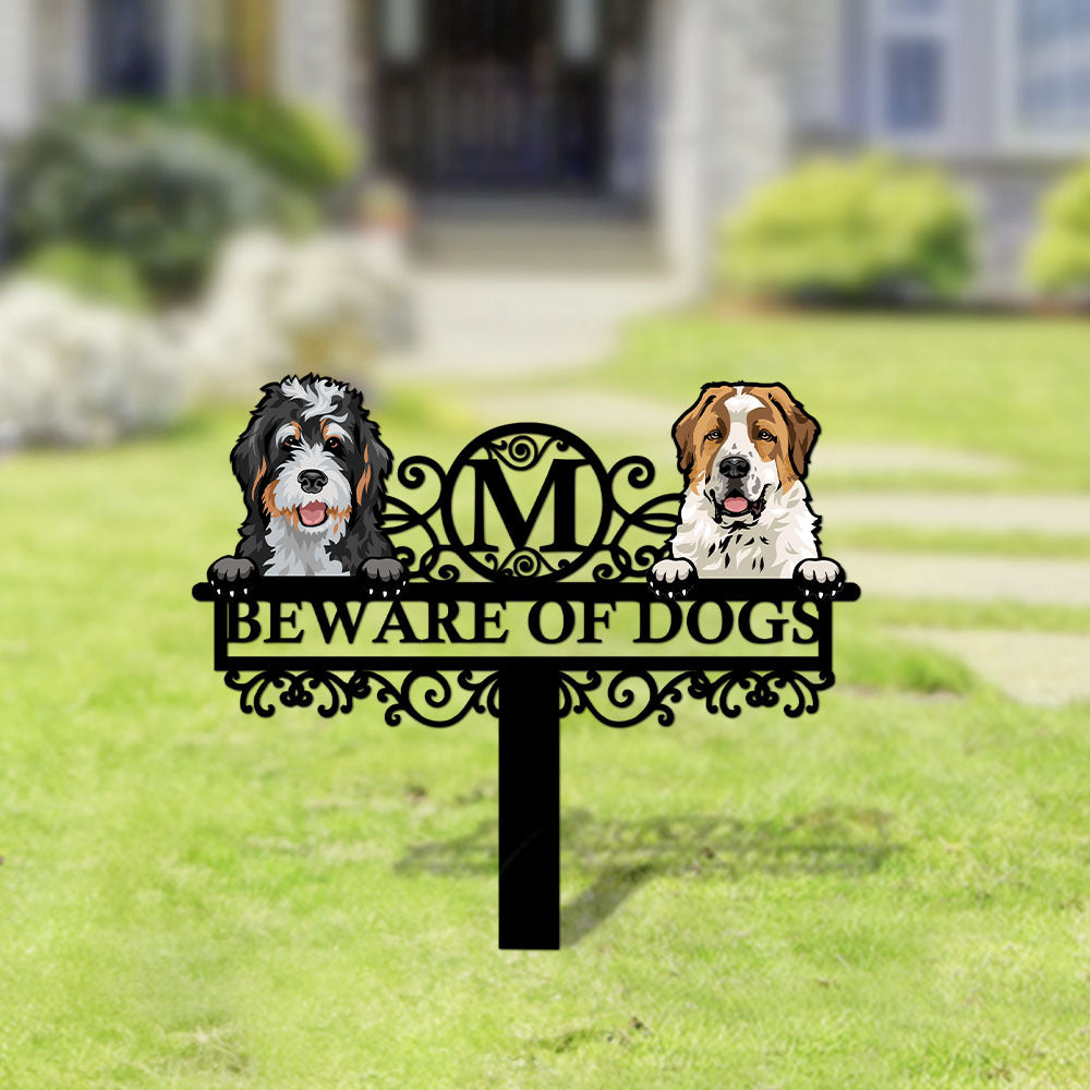 Personalized Metal Yard Sign With Stakes - Gift For Pet Lovers - Dog Cat Address Monogram Sign AZ