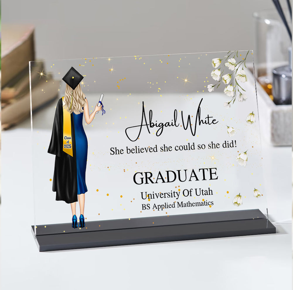 Custom Class of 2024 Graduate Acrylic Plaque With Black Stand, Graduation Gift FC