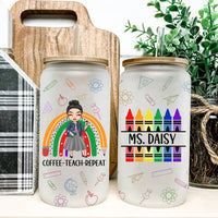Thumbnail for Custom It's A Good Day Teach Female Teacher Glass Bottle/Frosted Bottle With Lid & Straw, Teacher Appreciation Gift AF
