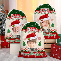 Thumbnail for Personalized Santa Sack - Christmas Gift For Family - Ugly Sweater Pattern Face Photo AB