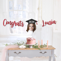 Thumbnail for Custom Congrats With Face Photo Glitter Graduation Set Of Banners 2024, Graduation Decorations FC