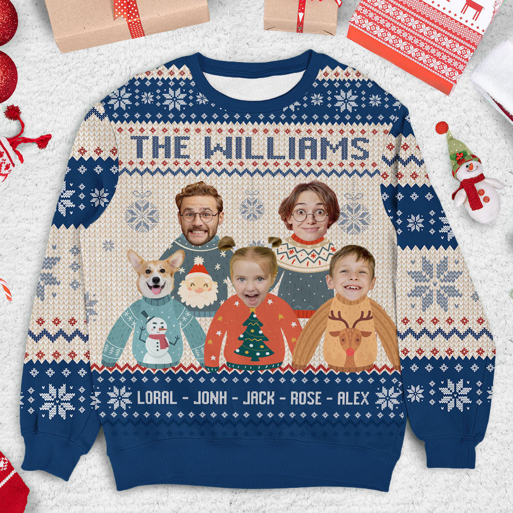 Personalized Ugly Christmas Sweater - Christmas Gift For Family - Funny Family Photo AB