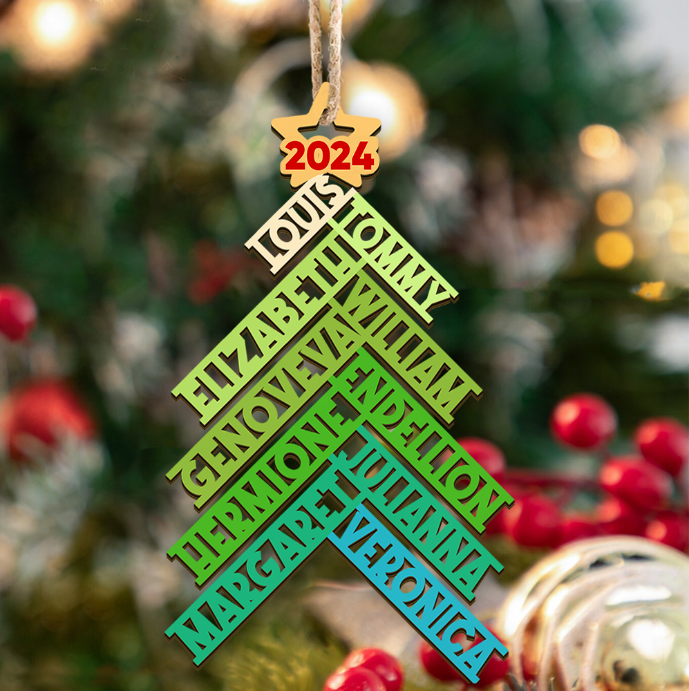 Personalized Wooden Ornament Cutout - Christmas Gift For Family - 2023 Family Christmas Tree FC