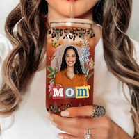 Thumbnail for Personalized Glass Bottle/Frosted Bottle With Lid & Straw - Gift For Mother - Vintage Flower Mother Photo FC