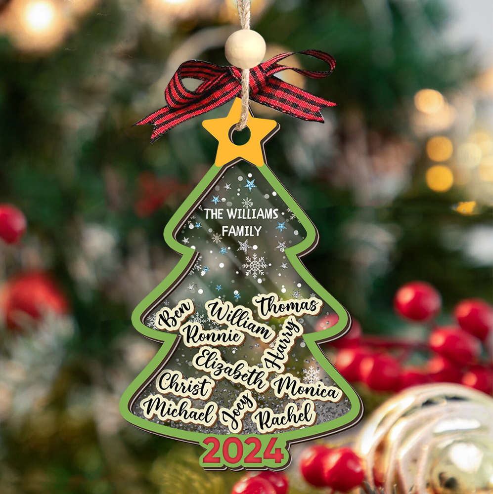 Personalized Shaker Ornament - Christmas Gift For Family - Christmas Tree With Names FC