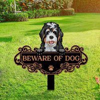 Thumbnail for Personalized Metal Yard Sign With Stakes - Gift For Pet Lovers - Colorful Beware Of Dog Cat AZ