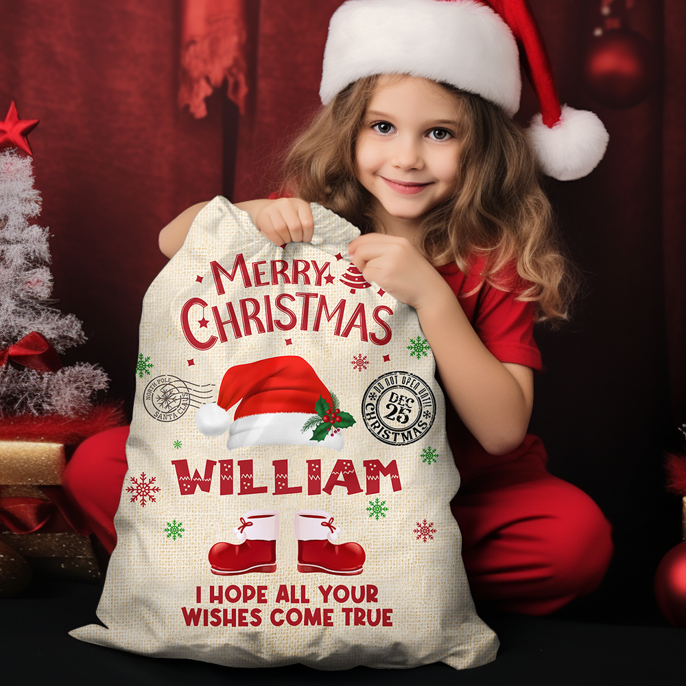 Personalized Santa Sack - Christmas Gift For Family - Christmas Costume With Name AB