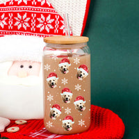 Thumbnail for Personalized Glass Bottle/Frosted Bottle - Christmas Gift For Pet Lovers - Santa Hat With Face Photo AF