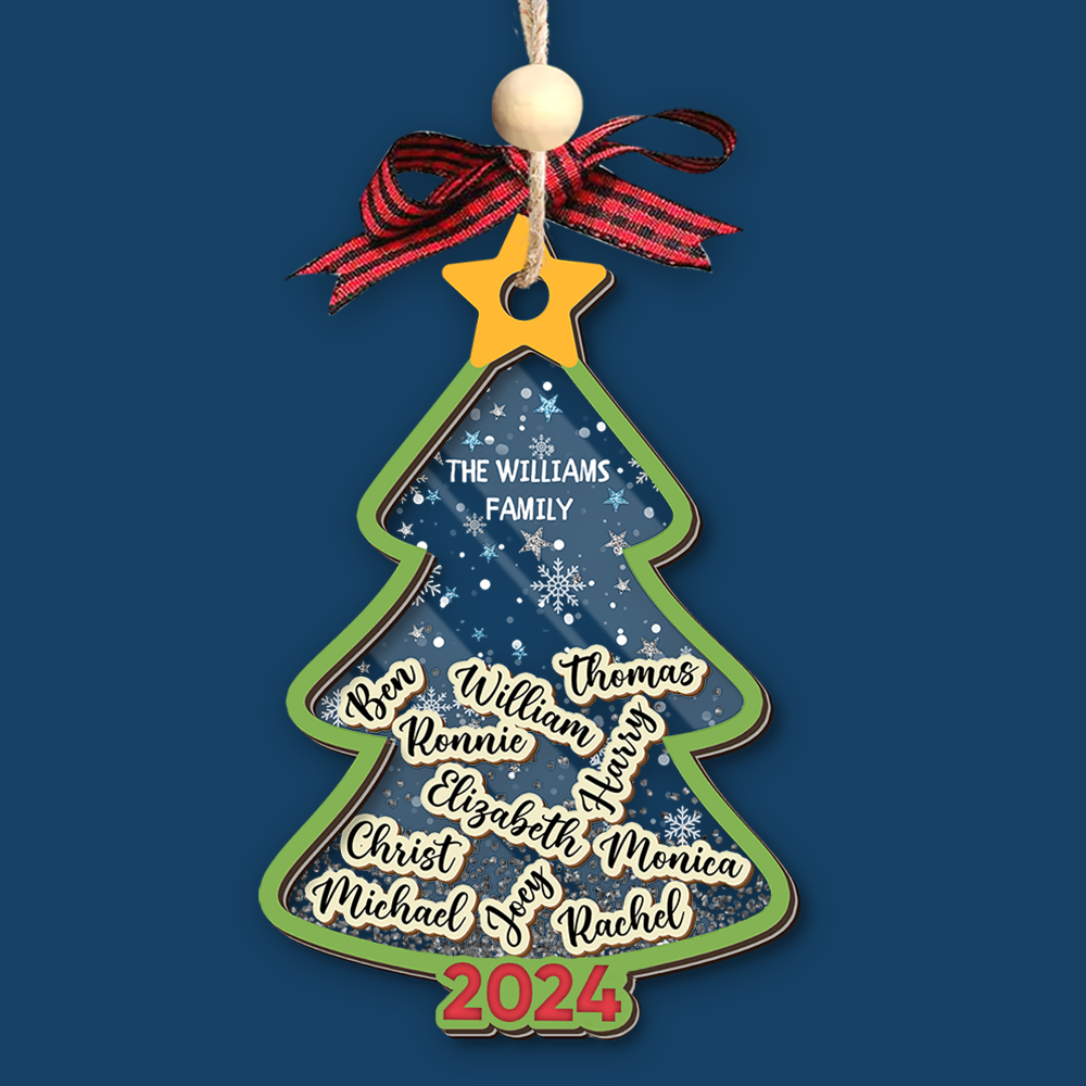 Personalized Shaker Ornament - Christmas Gift For Family - Christmas Tree With Names FC