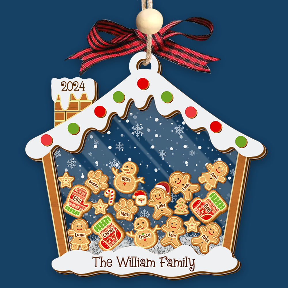 Personalized Shaker Ornament - Christmas Gift For Family - A Candy House With Gingerbreads FC