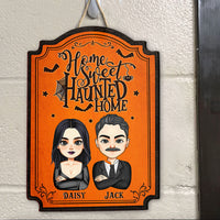 Thumbnail for Personalized Shaped Door Sign - Halloween Gift For Couple - Home Sweet Haunted Home AE