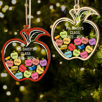 Thumbnail for Personalized Shaker Ornament - Christmas Gift For Teacher - Apple Ornament With Names AC