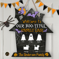 Thumbnail for Personalized Shaped Door Sign - Halloween Gift For Family - Welcome To Our Boo-tiful Family Lair AE