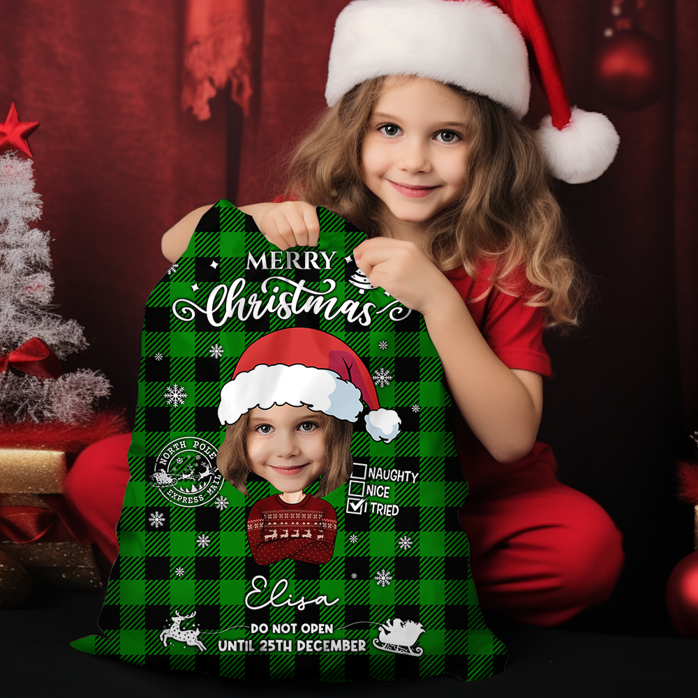 Personalized Christmas Bag - Christmas Gift For Family - Merry Christmas Funny Face Photo AB