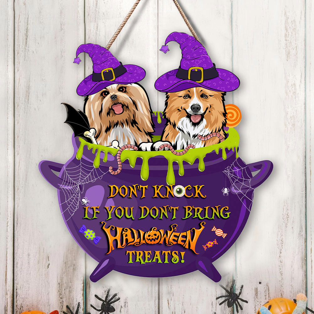 Personalized Shaped Door Sign - Halloween Gift For Dog Lovers - Don't Knock Dog Witch AE
