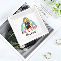 Thumbnail for Custom Rainbow Teacher Name Jewelry Ring Dish, Jewelry Tray, Gift For Teacher Trang的产品