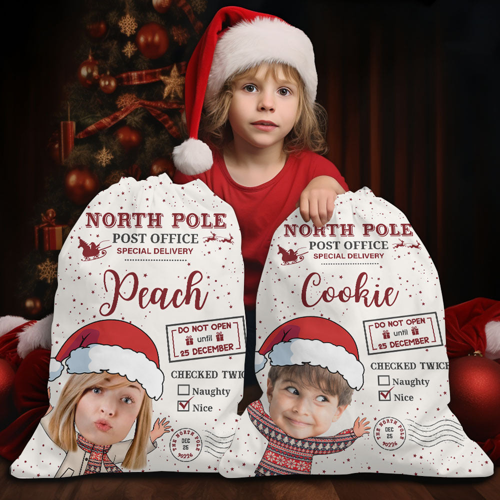 Personalized Santa Sack - Christmas Gift For Family - Funny Family Face Photo AB