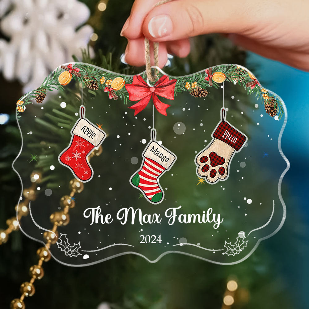 Custom Christmas Stockings Hanging Family Printed Acrylic Ornament, Christmas Gift FC