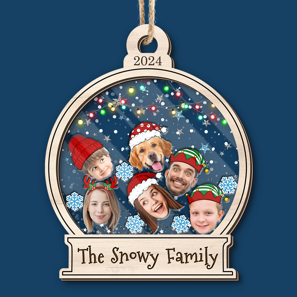 Personalized Shaker Ornament - Christmas Gift For Family - Cute Family Face Photo FC