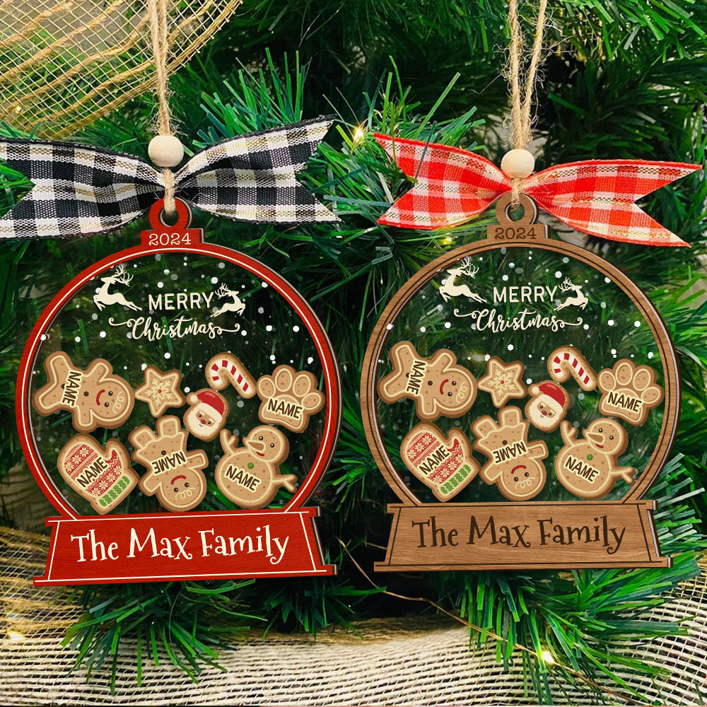 Personalized Shaker Ornament - Christmas Gift For Family - Happy Gingerbread Family FC