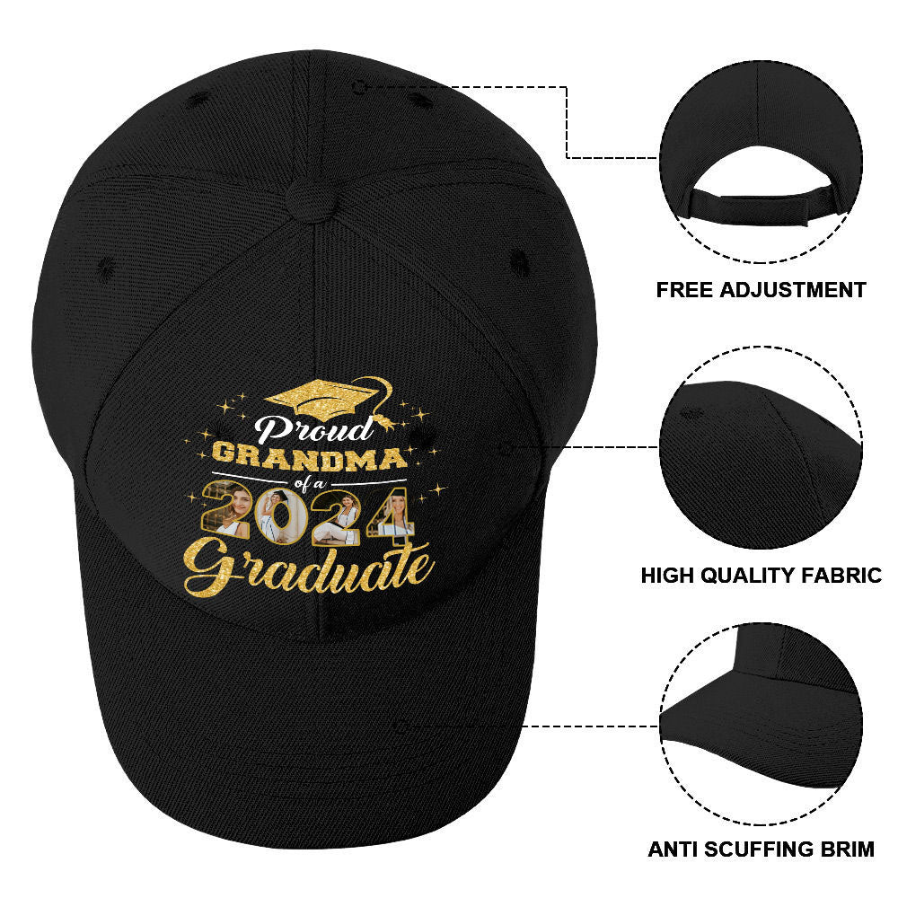 Custom 2024 Photo Proud Mom Dad Graduate Baseball Cap, Graduation Gift