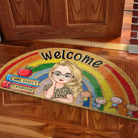 Thumbnail for Custom Welcome Teacher Rainbow Shaped Doormat, Gift For Teacher AB