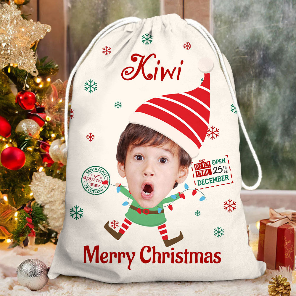 Personalized Christmas Bag - Christmas Gift For Family - Customize Face Photo With Christmas Characters AB