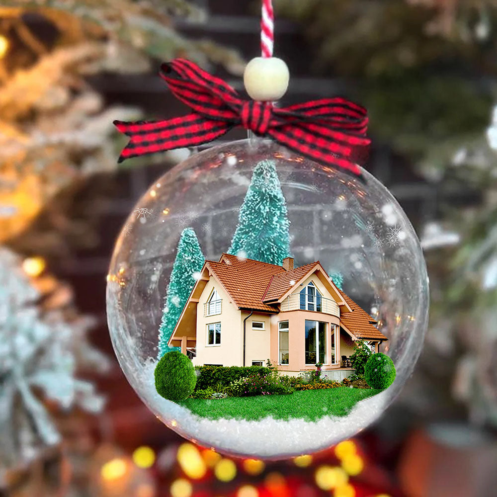 Personalized 3D Acrylic Ball Ornament - Christmas Gift For Family - New Home New Begingings House Photo AB