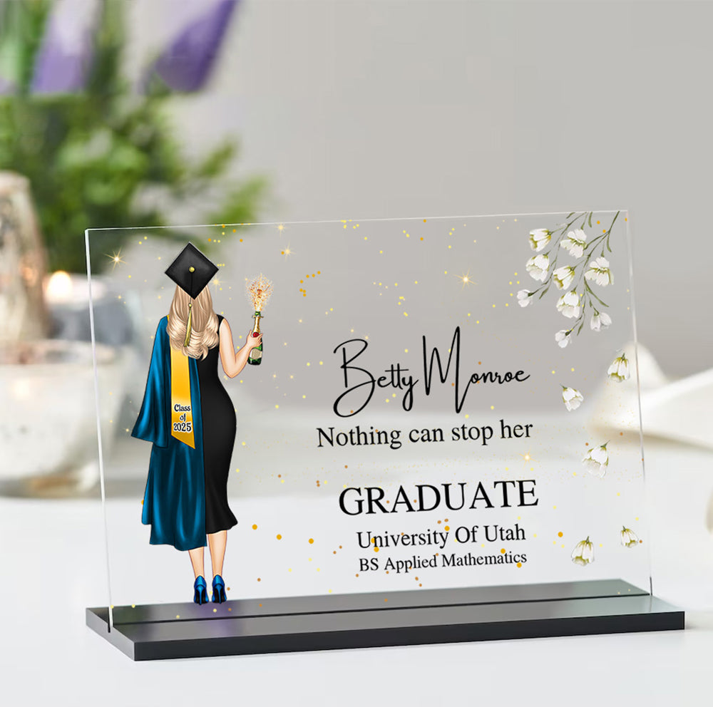 Custom Class of 2024 Graduate Acrylic Plaque With Black Stand, Graduation Gift FC