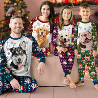 Thumbnail for Personalized Raglan Pajamas Set - Christmas Gift For Pet Lovers - Colorful Christmas Lights Pet Photo Merchize