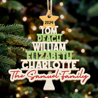 Thumbnail for Personalized Wooden Ornament Cutout - Christmas Gift For Family - Multicolor Family Christmas Tree FC