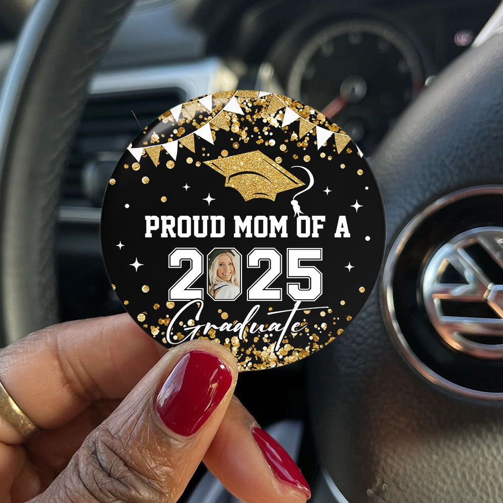 Personalized Proud Family 2025 Graduation Glitter Color Pin Button Badge, Graduation Gift