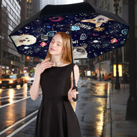 Thumbnail for Custom Galaxy Dog Cat Photo With Name Windproof Reverse Upside Down C-Handle Double Layer Umbrella, Pet Lover Gift JonxiFon