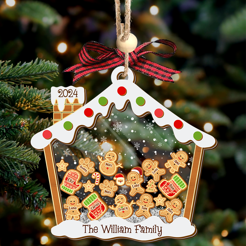 Personalized Shaker Ornament - Christmas Gift For Family - A Candy House With Gingerbreads FC