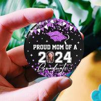 Thumbnail for Personalized Proud Family 2024 Graduation Glitter Color Pin Button Badge, Graduation Gift
