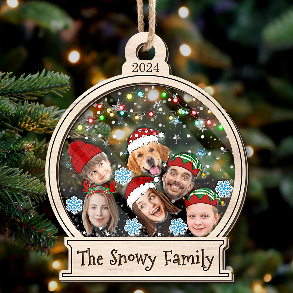 Personalized Shaker Ornament - Christmas Gift For Family - Cute Family Face Photo FC