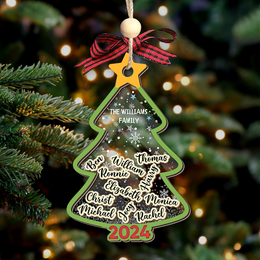 Personalized Shaker Ornament - Christmas Gift For Family - Christmas Tree With Names FC