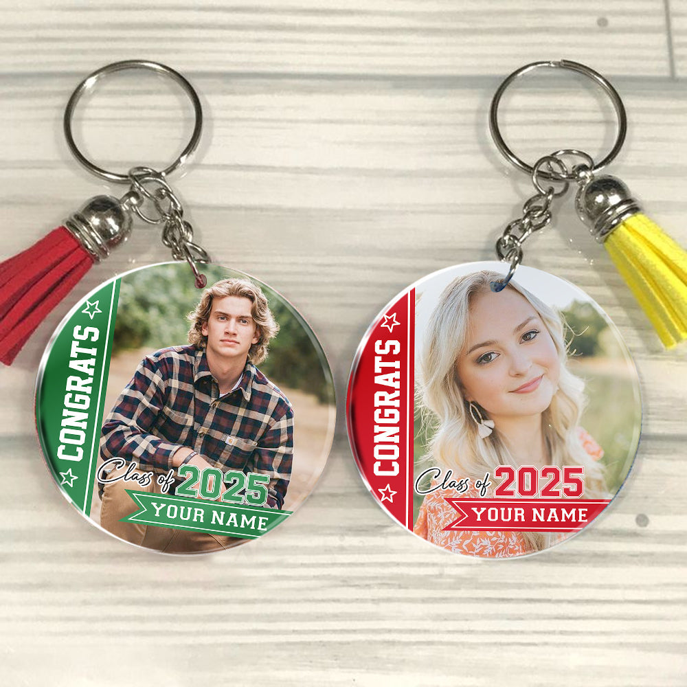 Personalized Congrats Class Of 2025 Acrylic Keychain With Tassel, Graduation Keepsake FC