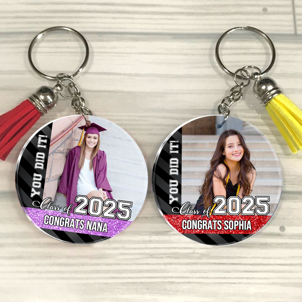 Personalized Proud Family Class of 2025 Graduation Acrylic Keychain With Tassel, Graduation Keepsake