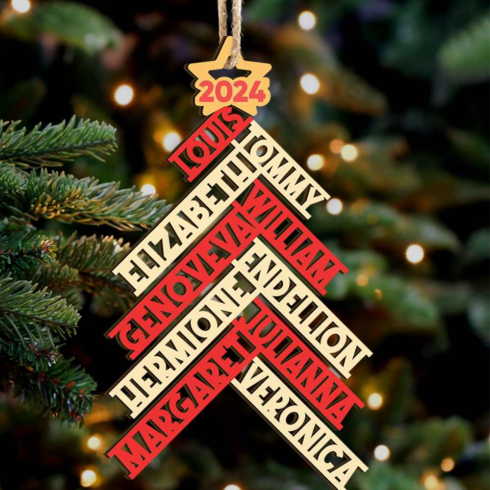 Personalized Wooden Ornament Cutout - Christmas Gift For Family - 2023 Family Christmas Tree FC