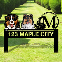 Thumbnail for Personalized Metal Yard Sign With Stakes - Gift For Pet Lovers - Dog Cat Address Sign AZ