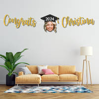 Thumbnail for Custom Congrats With Face Photo Glitter Graduation Set Of Banners 2024, Graduation Decorations FC
