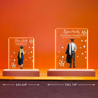 Thumbnail for Custom Happy Graduation 3D LED Light With Rectangular Wooden Base, Graduation Gift