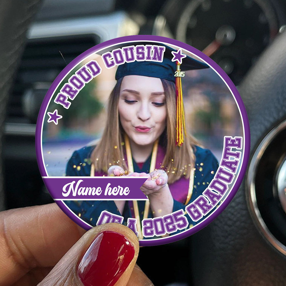 Personalized Proud Mom Of A 2025 Graduate Family Badge Pin Button, Graduation Gift FC