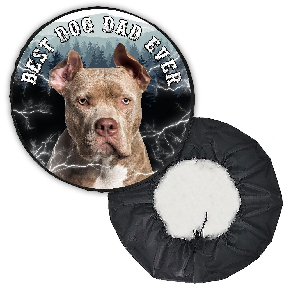 Personalized Photo Best Dog Dad Dog Mom Ever Retro Spare Tire Cover, Gift For Pet Lovers JonxiFon