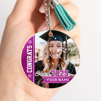 Thumbnail for Personalized Congrats Class Of 2025 Acrylic Keychain With Tassel, Graduation Keepsake FC