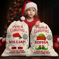 Thumbnail for Personalized Santa Sack - Christmas Gift For Family - Christmas Costume With Name AB