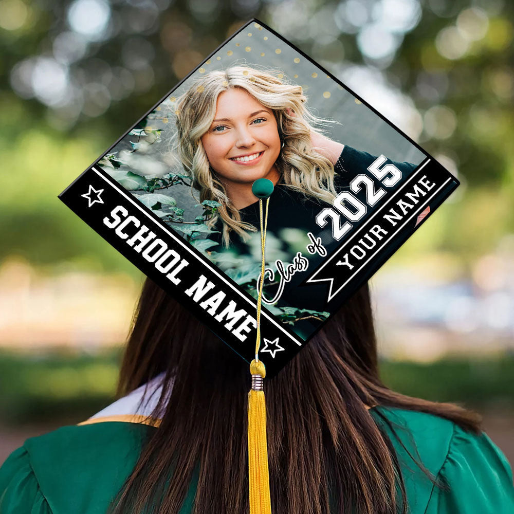 Personalized Class Of 2025 Photo Graduation Cap Topper, Decorations For Grad Cap FC