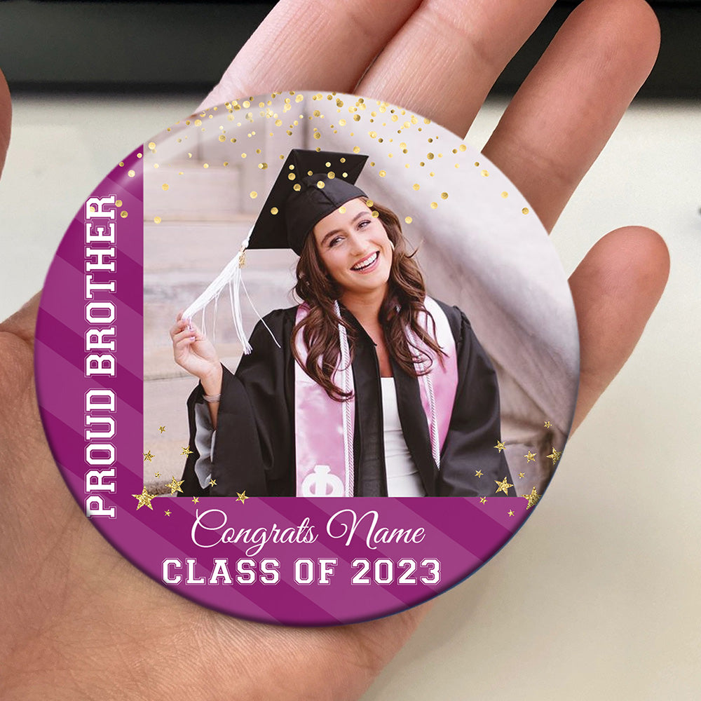 Custom Class Of 2025 Proud Mom Photo Graduation Badge Pin Button, Graduation Gift FC